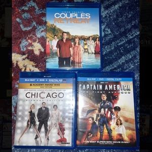 Blu-Ray Lot - Couples Retreat, Captain America: The First Avengers, and Chicago